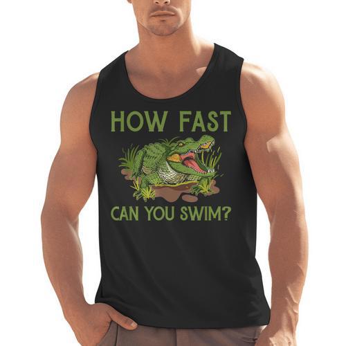 Swimmer Crocodile Swimming Humor How Fast You Can Swim Men Tank Top - SwimGear Co