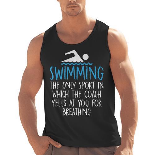 Swimming Coach Yells Breathing Swimmer Swim Team Men Tank Top - SwimGear Co