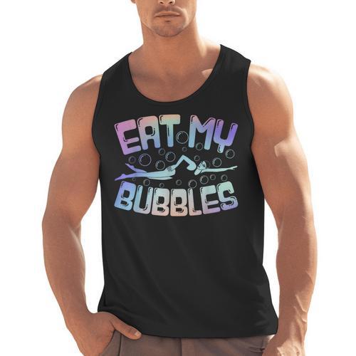 Swimming Eat My Bubbles Swim Watercolour Men Tank Top - SwimGear Co