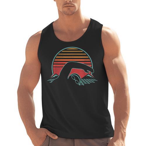 Swimming Retro Vintage 80s Style Swimmer Men Tank Top - SwimGear Co