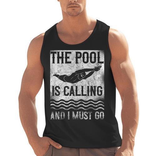 Swimming Swimmer Swim The Pool Is Calling Vintage Men Tank Top - SwimGear Co