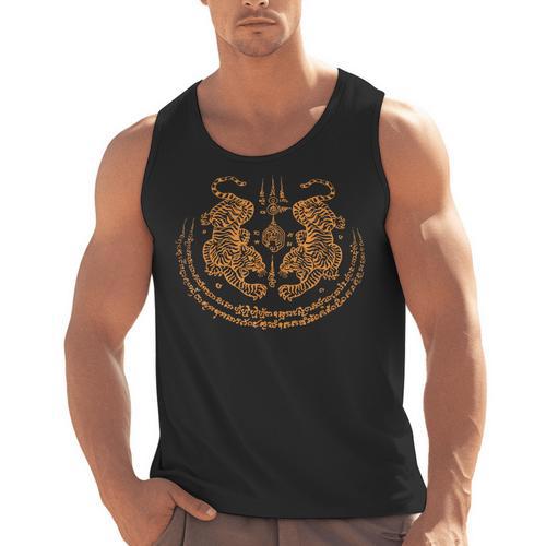 Twin Tiger Sak Yant Tattoo Muay Thai Thai Martial Arts Men Tank Top - Nak Muay Co.