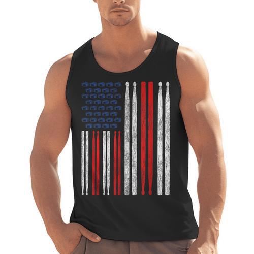 USA Flag Drumsticks Drum Kit Men Tank Top - Downbeat Supply