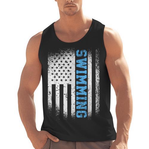 USA Flag Swimming Swim American Swimmer Men Tank Top - SwimGear Co