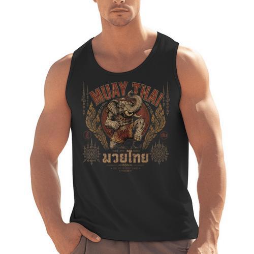 Vintage Muay Thai Chaiya Thai Boxing Fighter Style Elephant Men Tank Top - Nak Muay Co.