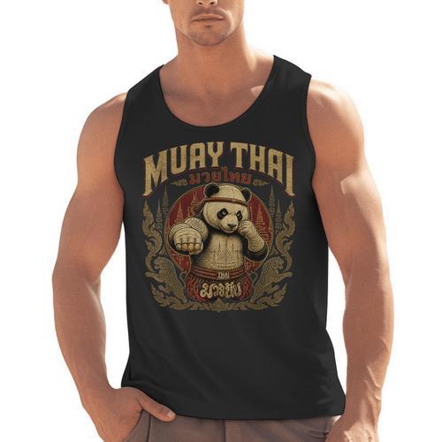 Vintage Muay Thai Gym Thai Boxing Training Fighter Panda Men Tank Top - Nak Muay Co.