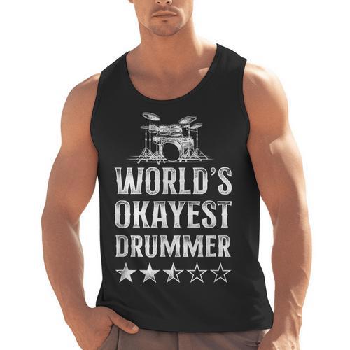 Vintage World'S Okayest Drummer Drum Kit Men Tank Top - Downbeat Supply