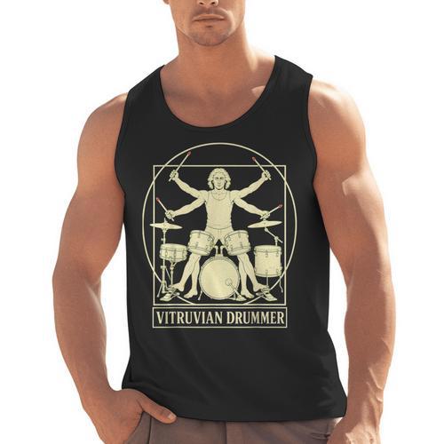 Vitruvian Drummer Drum Kit Music Lover Musician Men Men Tank Top - Downbeat Supply