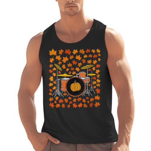 Women's Drum Kit With Leaves Fall Drummer Autumn Musician Men Tank Top - Downbeat Supply