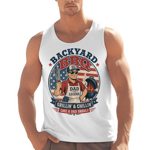 Backyard BBQ Dad Grill Boss Patriotic Fourth Of July Barbecu Men Tank Top - BBQ Dad Merch