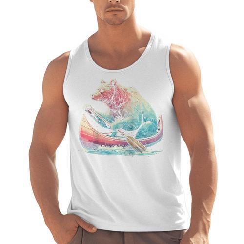 Canoe Bear Canoeing Raglan Baseball Tee Men Tank Top - Paddle Life