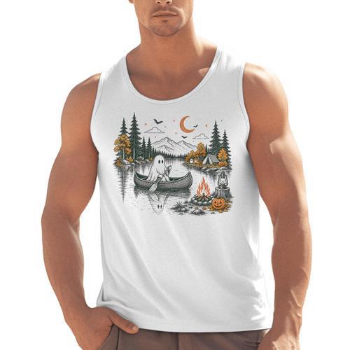 Canoe Ghost Camping Ghost Lake Halloween Spooky Fall Camping Men Tank Top - Paddle Life