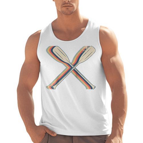 Canoeing Canoe Paddle Paddling Retro Line Art Raglan Baseball Tee Men Tank Top - Paddle Life