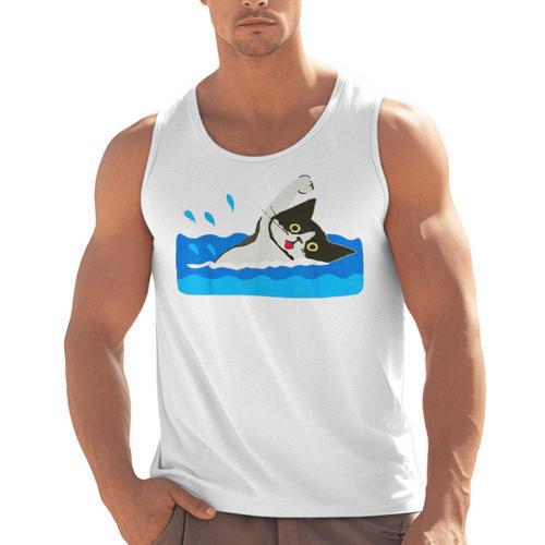 Cat Swimming Pool Men Tank Top - SwimGear Co