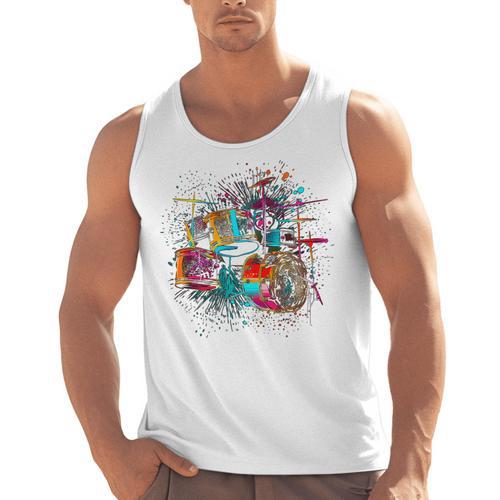 Drums Pop Art Drummer Drum Kit Men Tank Top - Downbeat Supply