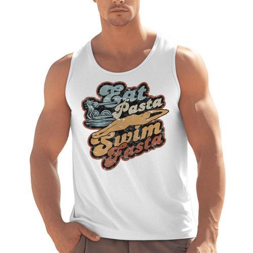 Eat Pasta Swim Fasta Swimmer Vintage Swimming Men Tank Top - SwimGear Co