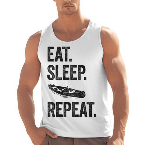 Eat Sleep Canoe Repeat Canoeing Outdoors Raglan Baseball Tee Men Tank Top - Paddle Life