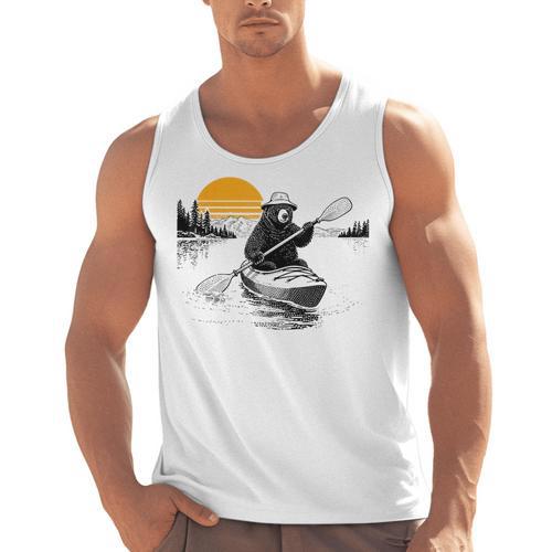 Kayaking Bear Retro Sunset Paddling Canoe Outdoor Adventure Men Tank Top - Paddle Life