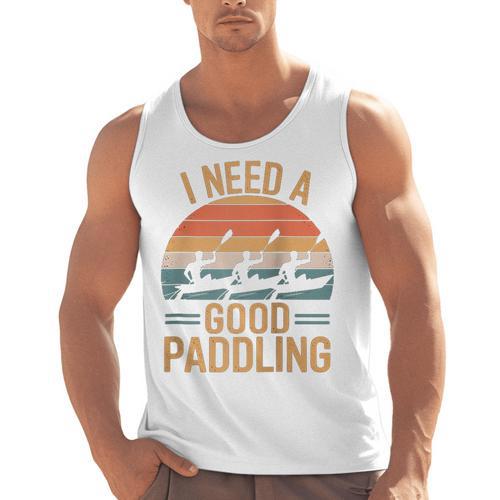 I Need A Good Paddling Retro Sunset Canoe Raglan Baseball Tee Men Tank Top - Paddle Life