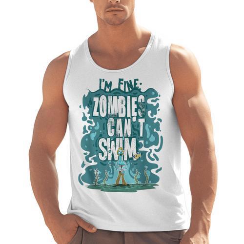 Swimming Quote Zombies Can't Swim For Swimmer Men Tank Top - SwimGear Co