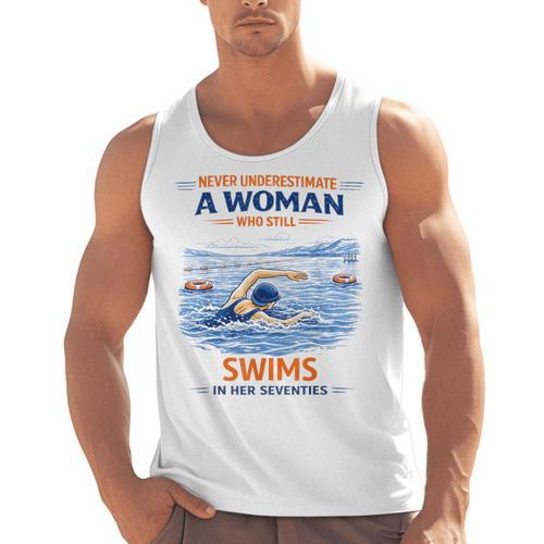 Swimming Never Underestimate A Woman Swim In Her Seventies Men Tank Top - SwimGear Co