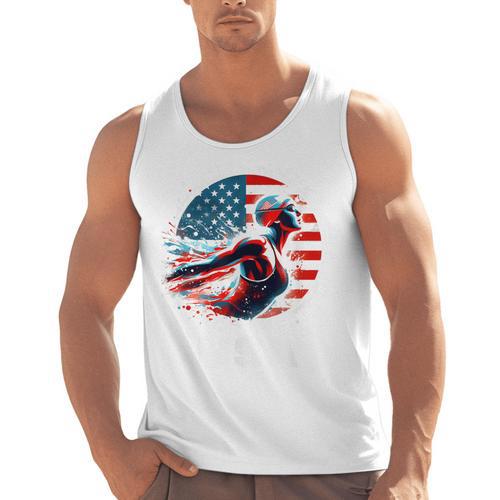 Swimming United States Apparel American Flag Swimming Men Tank Top - SwimGear Co