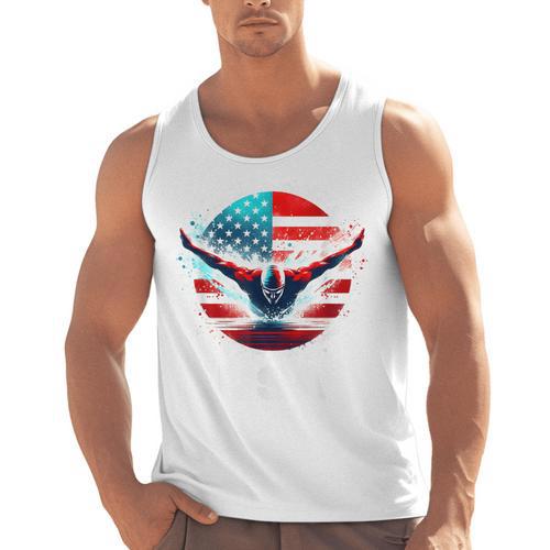 Swimming United States Shirt With American Flag Swimming Men Tank Top - SwimGear Co