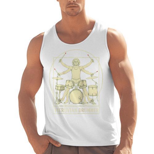 Vitruvian Drummer Drum Kit Music Lover Musician Men Raglan Baseball Tee Men Tank Top - Downbeat Supply