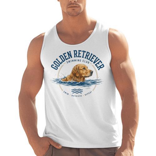 Women's Golden Retriever Swimming Men Tank Top - SwimGear Co