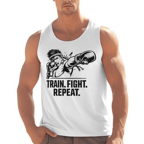Women's Train Fight Repeat Nak Muay Thai Boxing Fighter Men Tank Top - Nak Muay Co.
