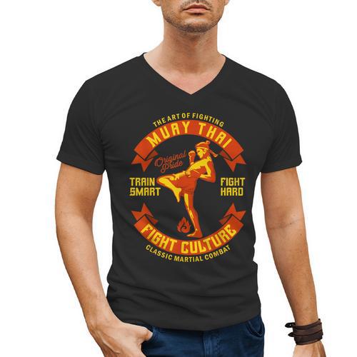 The Art Of Fighting Culture Muay Thai Men's V-Neck T-Shirt - Nak Muay Co.