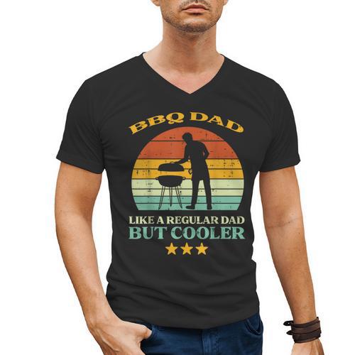 Bbq Dad Cooler Retro Barbecue Grill Fathers Day Daddy Papa Men's V-Neck T-Shirt - BBQ Dad Merch