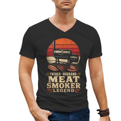 BBQ Dad Father Husband Meat Smoker Legend Men's V-Neck T-Shirt - BBQ Dad Merch