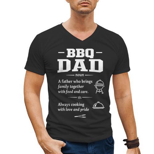 BBQ Dad Grilling Father Day Family Food Love Novelty Graphic Men's V-Neck T-Shirt - BBQ Dad Merch