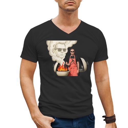 BBQ Dad Grilling Humor Men Backyard Men's V-Neck T-Shirt - BBQ Dad Merch