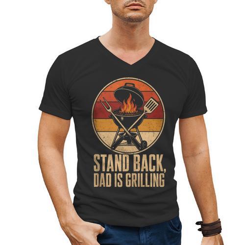 BBQ Dad Stand Back Dad Is Grilling Men's V-Neck T-Shirt - BBQ Dad Merch