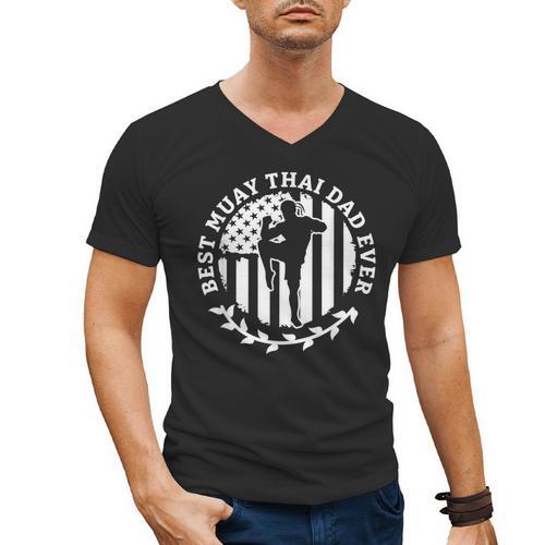 Best Muay Thai Dad Ever Martial Arts Fighter Men's V-Neck T-Shirt - Nak Muay Co.