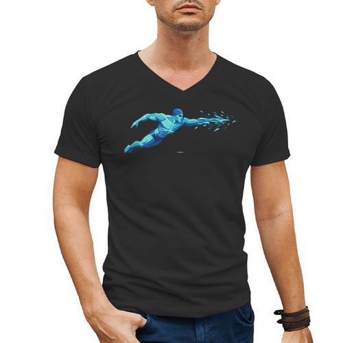 Blue Water Swimming In Freestyle Stroke Men's V-Neck T-Shirt - SwimGear Co