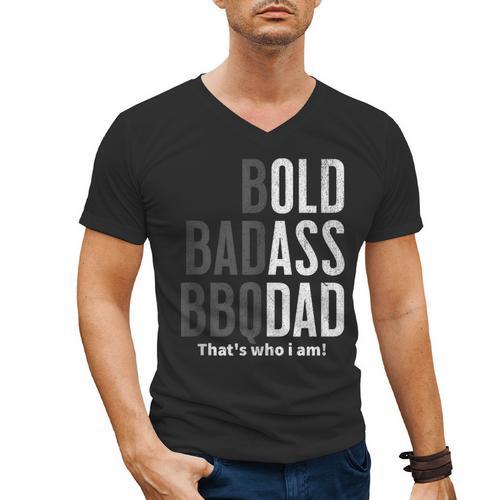 Bold Badass BBQ Dad Gag Fathers Day Husband Birthday Men's V-Neck T-Shirt - BBQ Dad Merch