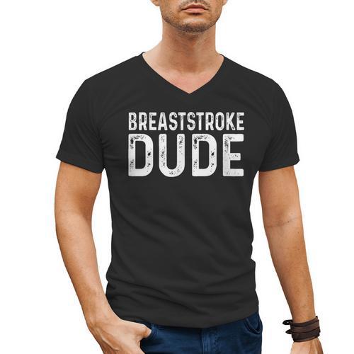 Breaststroke Swimming Dude Distressed Swim Swimmer Pool Men's V-Neck T-Shirt - SwimGear Co