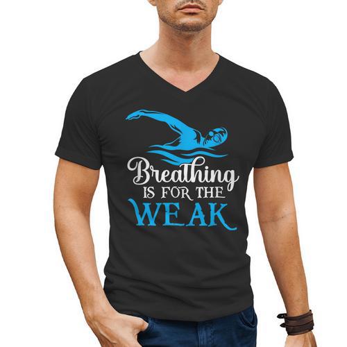 Breathing Is For The Weak Swimming Swimmer Men's V-Neck T-Shirt - SwimGear Co