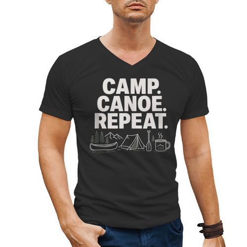 Camp Canoe Repeat Outdoor Adventure Men's V-Neck T-Shirt - Paddle Life