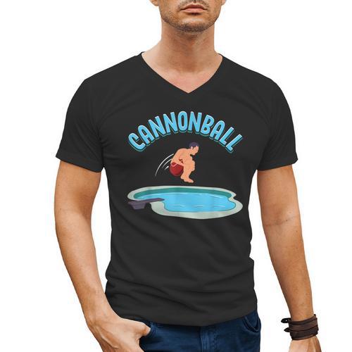 Cannonball Swimming Pool Fun Diving Diver Swimmer Cool Men's V-Neck T-Shirt - SwimGear Co