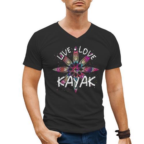 Canoe Boat Paddling Sport Kayaker Live Love Kayak Kayaking Men's V-Neck T-Shirt - Paddle Life