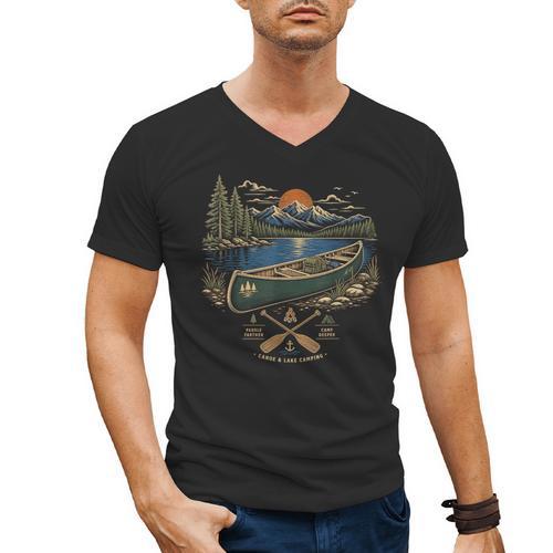 Canoe And Lake Camping Paddle Camp Men's V-Neck T-Shirt - Paddle Life