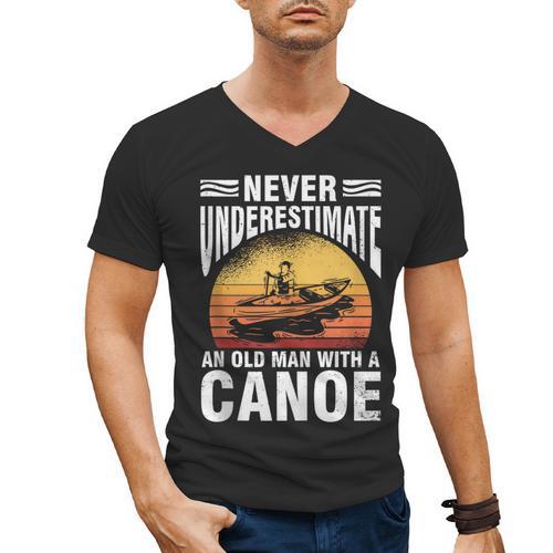 Canoe Old Man Sleeveless Men's V-Neck T-Shirt - Paddle Life