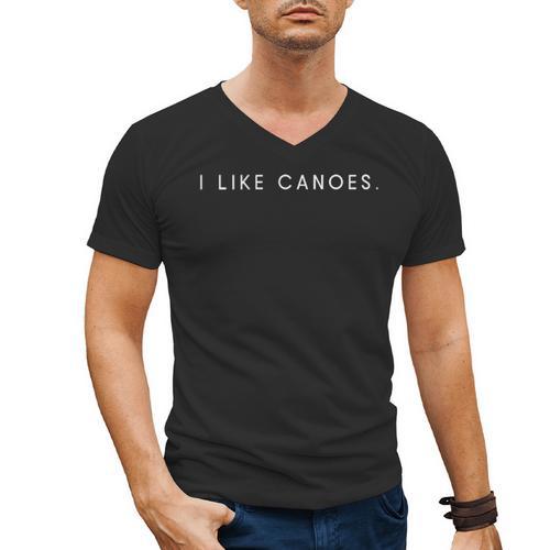 I Like Canoes Minimalist Statement Men's V-Neck T-Shirt - Paddle Life