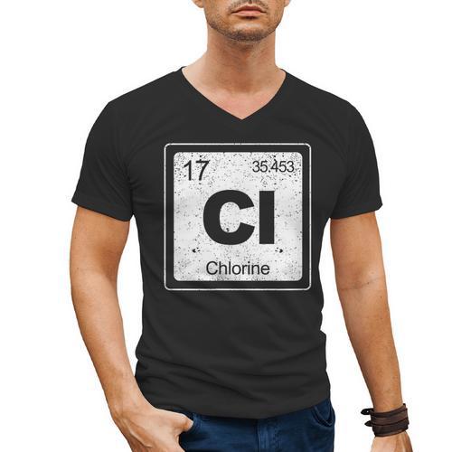 Chlorine Periodic Table Symbol Chemistry Swimming Dive Men's V-Neck T-Shirt - SwimGear Co
