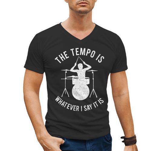 Drum Kit Graphic For a Drummer With Percussion Instruments Men's V-Neck T-Shirt - Downbeat Supply