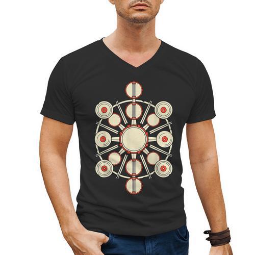 Drummer Drum Kit Mandala Percussionist Music Lover Men's V-Neck T-Shirt - Downbeat Supply